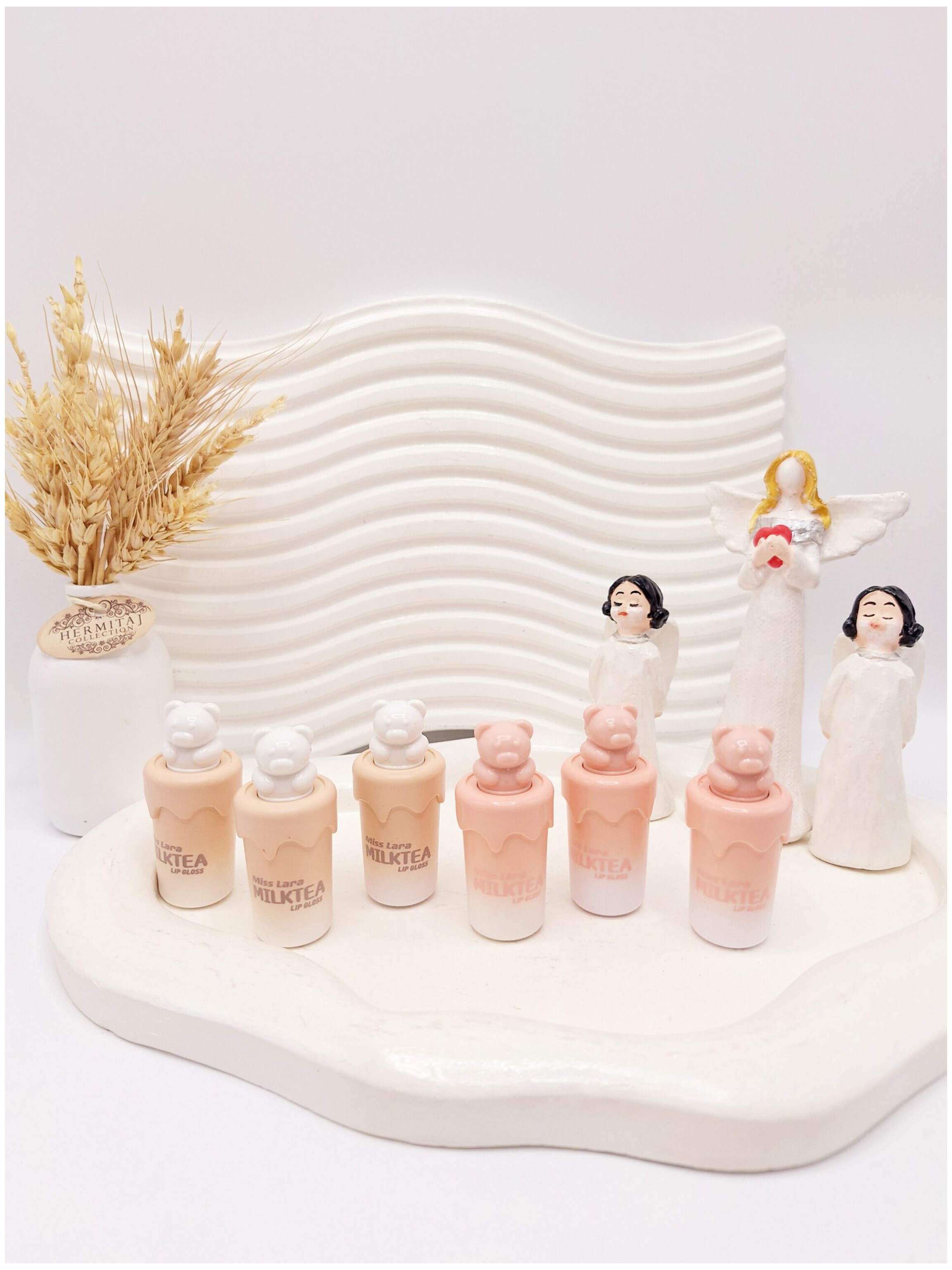 رژ مایع آیس پکی طرح خرسی فوق العاده زیبا مدل MILKTEA برند میس لارا