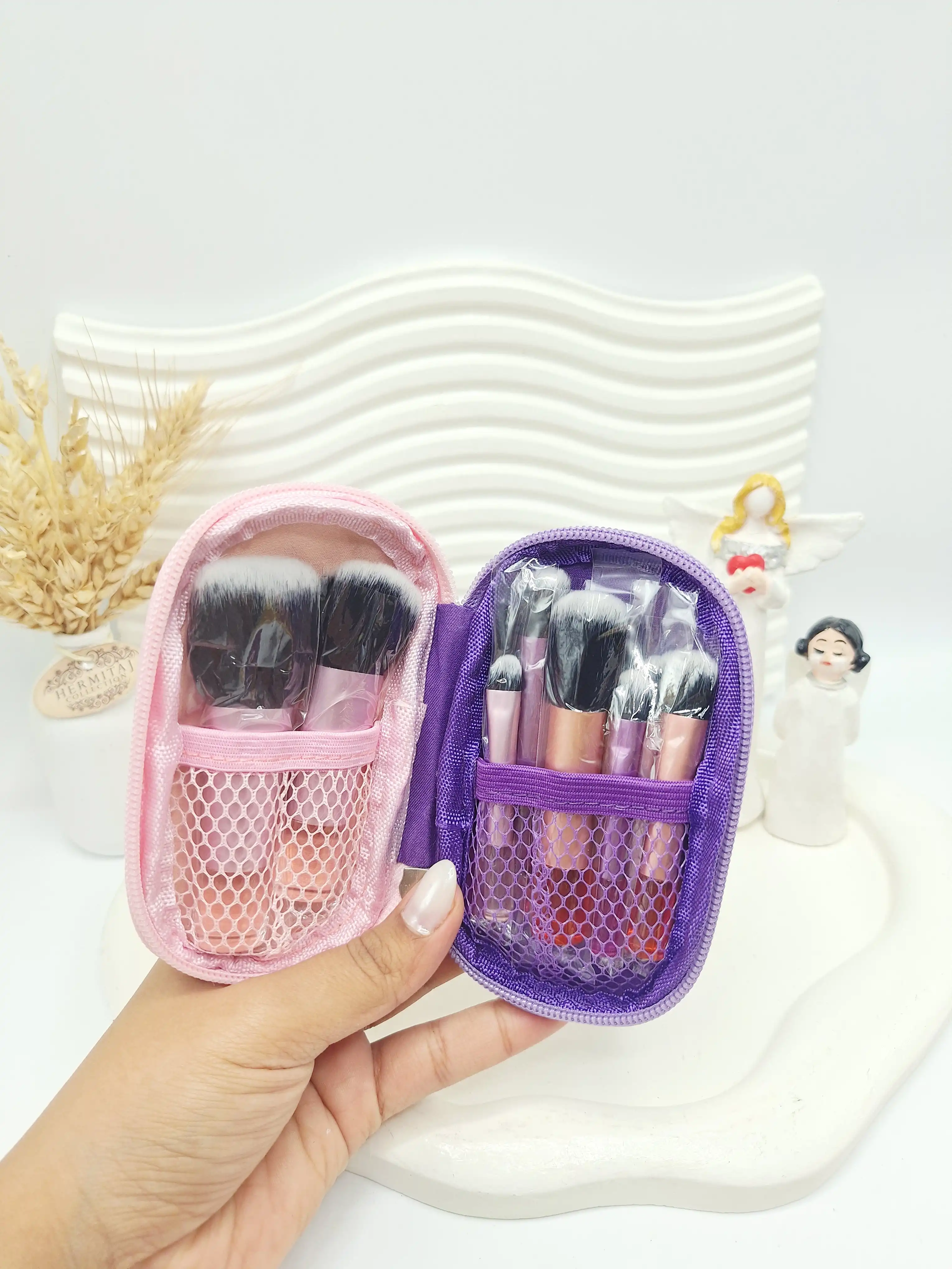 ست براش 10 تایی کیفی دو رنگ مسافرتی سایز کوچک