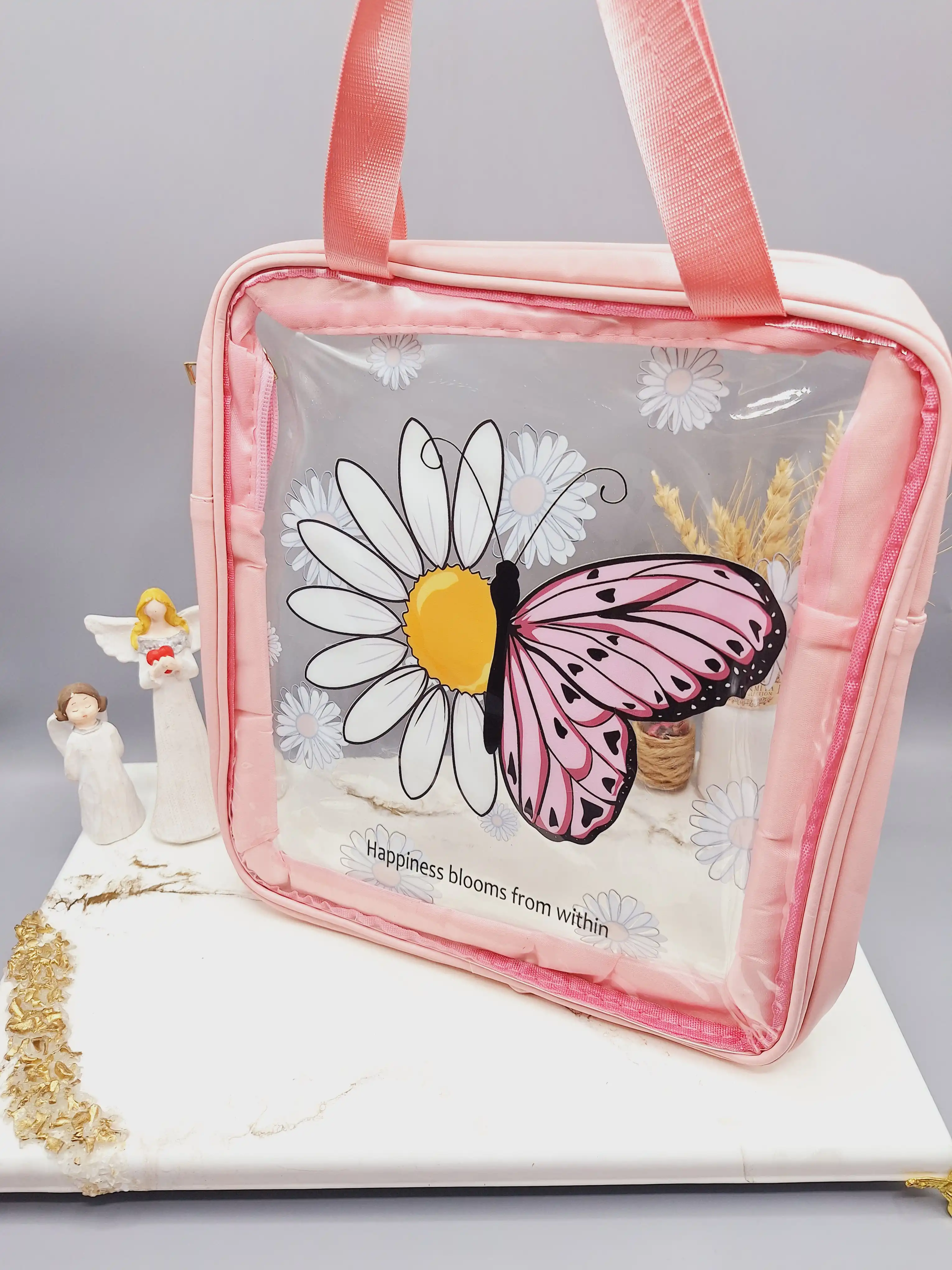 کیف آرایشی سایز بزرگ بابونه رنگی ( مربعی )